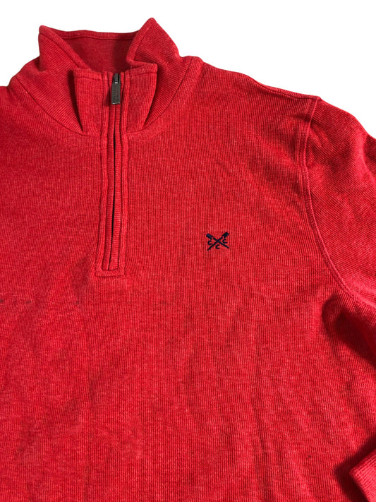Branded Red Zip Neck Jumper Size M Men's Cotton Knitwear