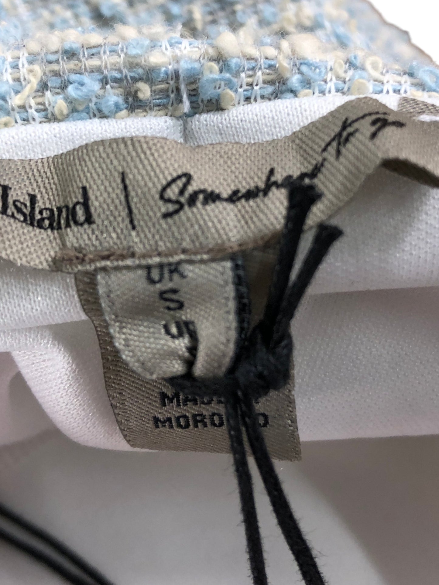 River Island Halter Neck Dress Size S Women's Light Blue Tweed Mini