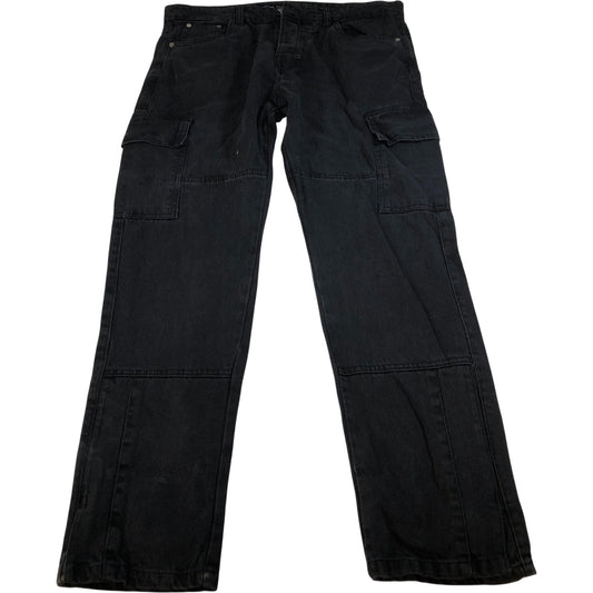 Brave Soul Cargo Trousers Men's Black Denim Utility Pants  36W 30L
