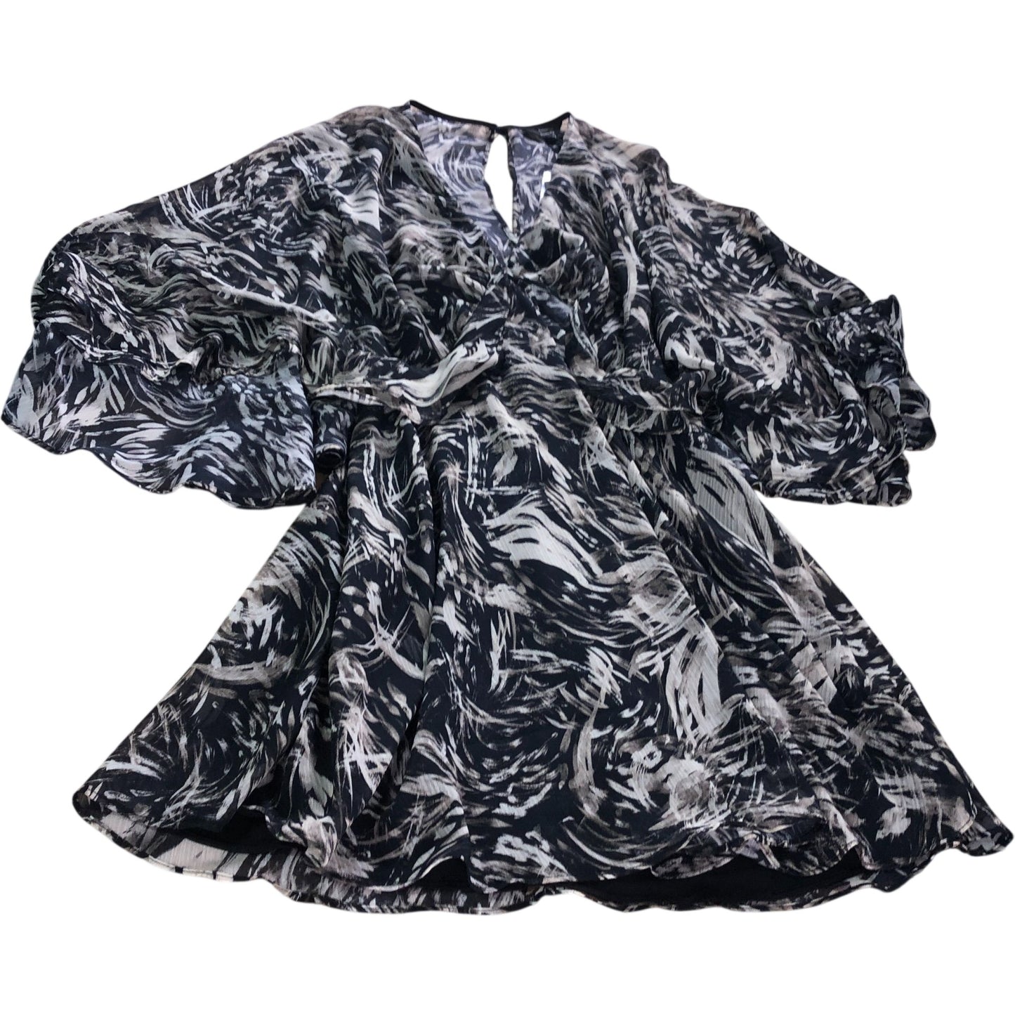 River Island Brown Abstract Cape Mini Dress - Size 8