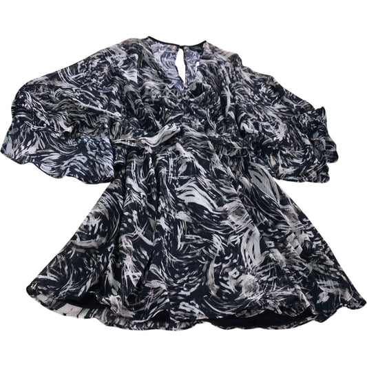 River Island Brown Abstract Cape Mini Dress - Size 8