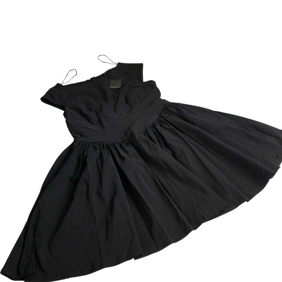 River Island Black Cap Sleeve Dress Women's Flared Party Dress
