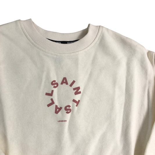 All Saints Girls Sweatshirt Dress 12-18 Months Cream Ruffle Detail Long Sleeve