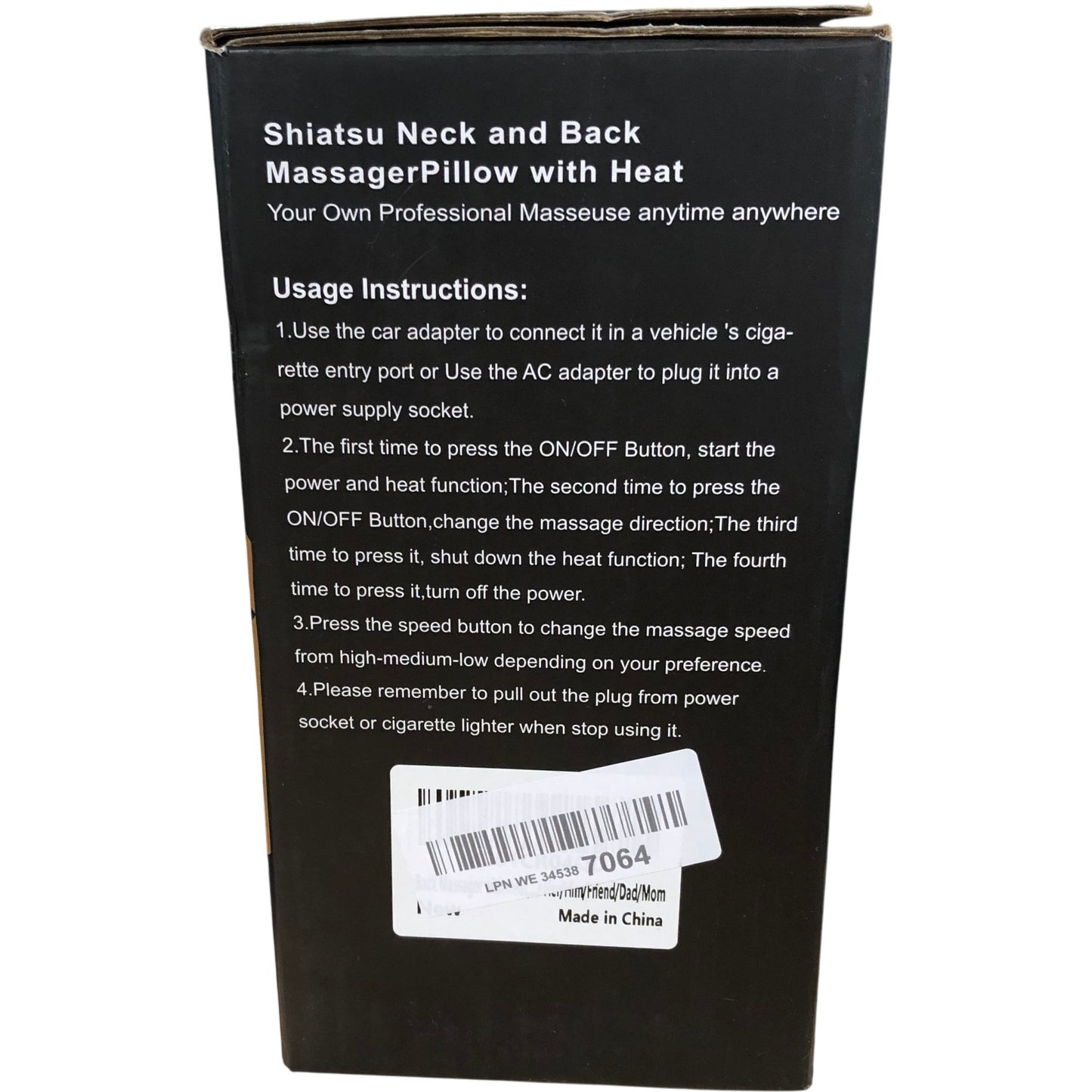 WORQW Shiatsu Neck And Back Massager With Heat Adjustable Speed Pillow