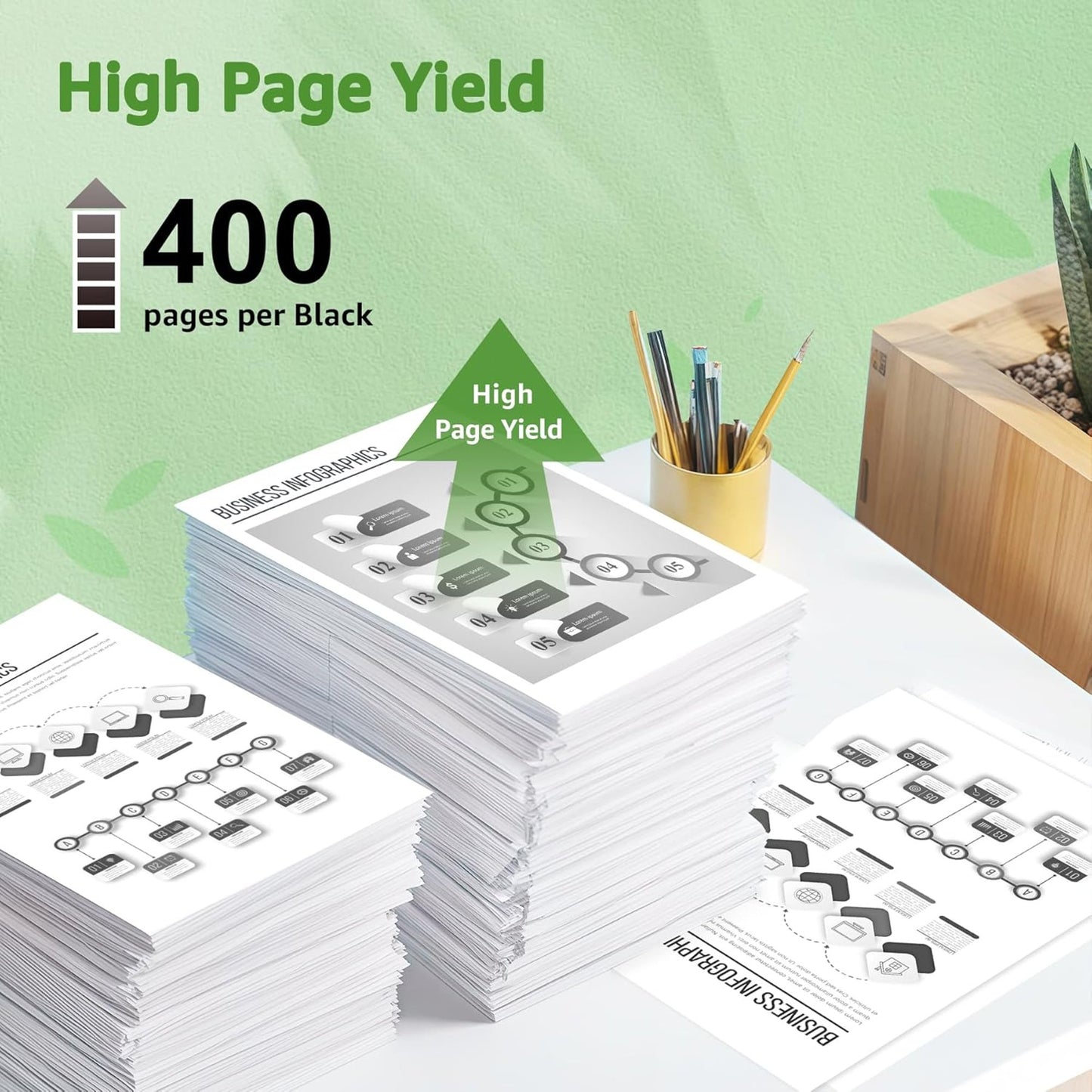 GREEN SKY 545XL Black x2 Premium Printer Paper High Page Yield 400 Sheets