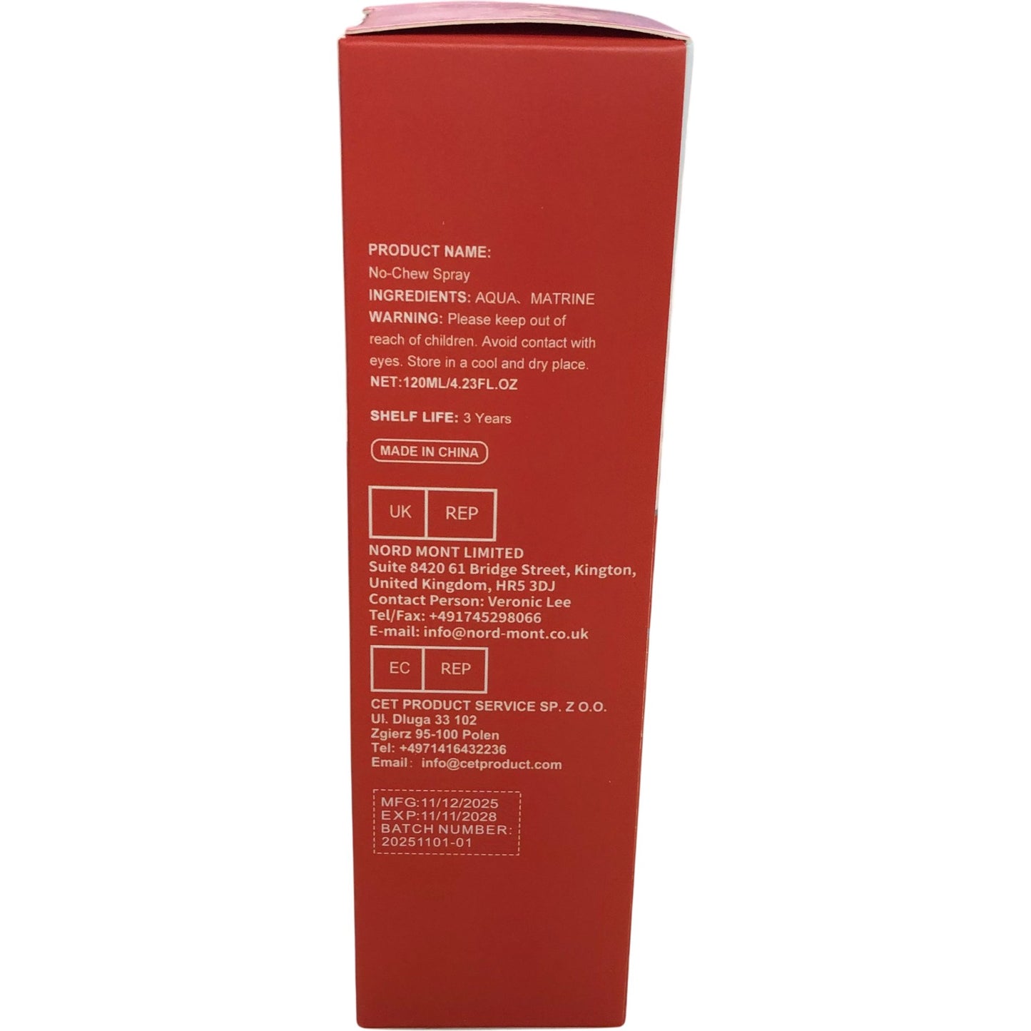 No-Chew Chew Deterrent Spray 120ml Stop Chewing Natural Ingredients