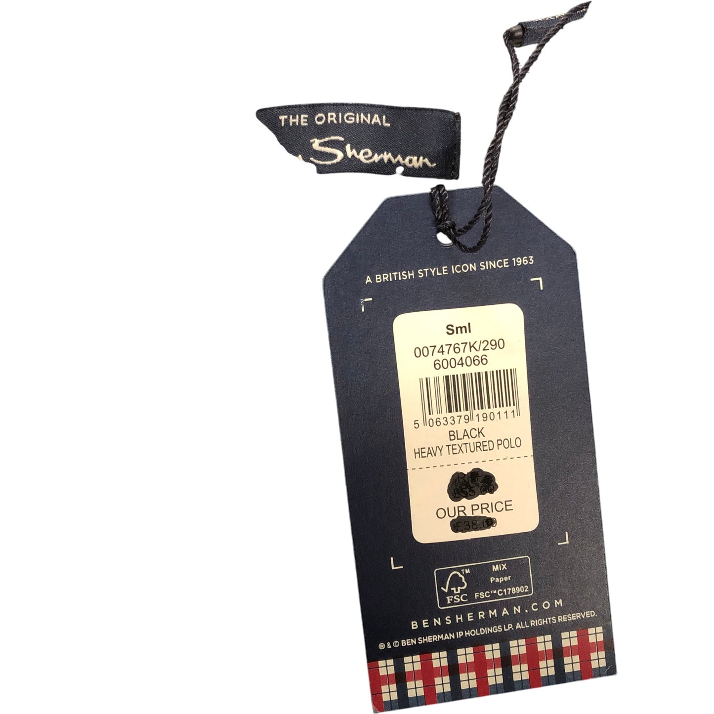 Ben Sherman Heavy Textured Polo Shirt Black Small Men's Casual Wear Stylish