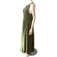 RIVER ISLAND Green Maxi Dress UK16 Women's Smocked Sleeveless Lightweight