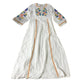 Embroidered Maxi Dress Size 14 Women's Floral White Linen Long Sleeve