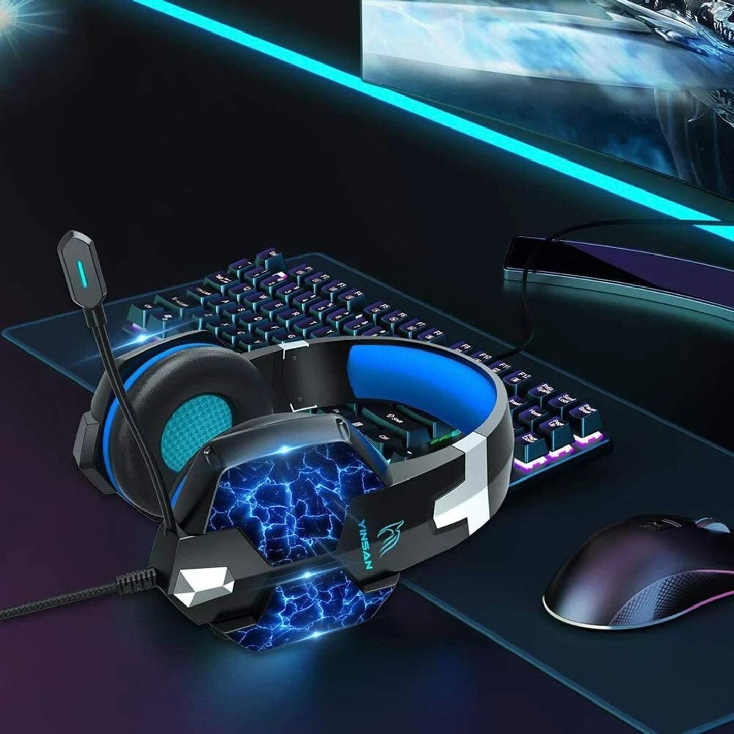 YINSAN TM-5 RGB Gaming Headset Wired With 3.5mm Jack and Microphone