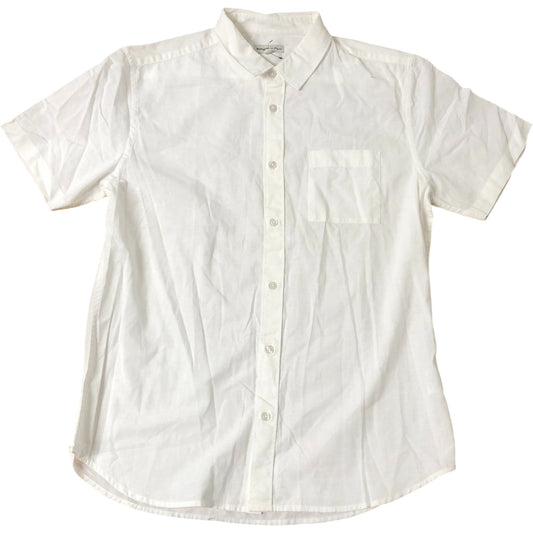 Kangaroo Poo Men's Short Sleeve Button Up Shirt Cream Size M