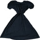 Black Puff Sleeve Tie Waist Dress Women's Casual Style UK14