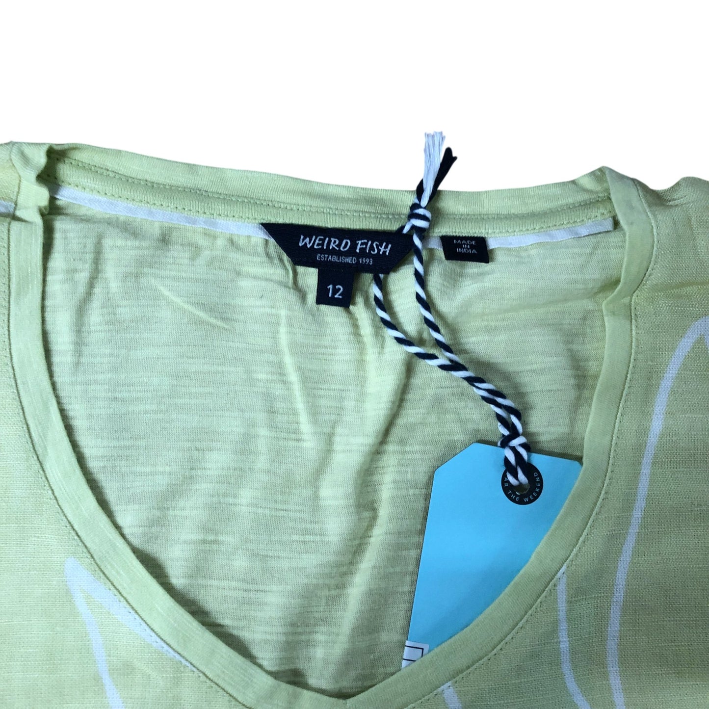 Weird Fish Valli Top Size 12 Women's Pale Yellow Leaf Print