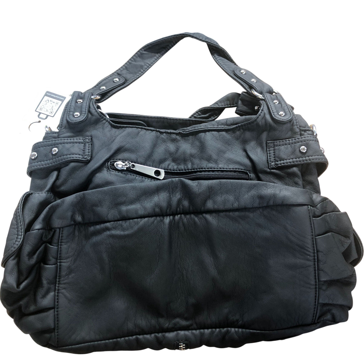 Scarleton Black Handbag Women's Soft Faux Leather Multiple Zipper Pockets