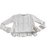 River Island Chunky Knit Sweater Size XS Women's Cream Pearl Detail Layered