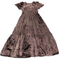 Velvet Maxi Dress XS Puffed Sleeve Women's Brown Party Elegant