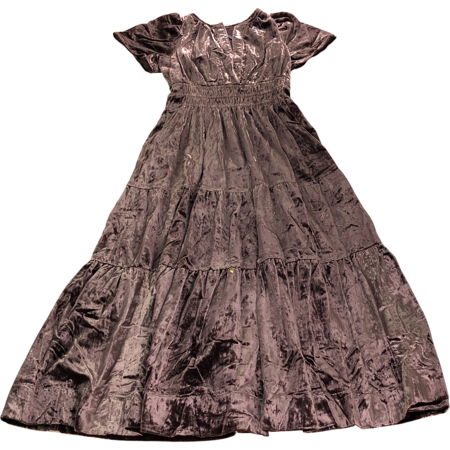 Velvet Maxi Dress XS Puffed Sleeve Women's Brown Party Elegant