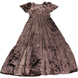 Velvet Maxi Dress XS Puffed Sleeve Women's Brown Party Elegant