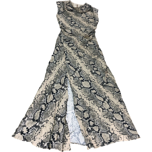 River Island Snake Print Dress UK6 Women's Sleeveless Maxi Beige