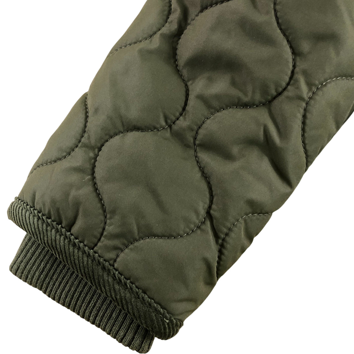Girls Quilted Jacket Olive Green Sherpa Collar