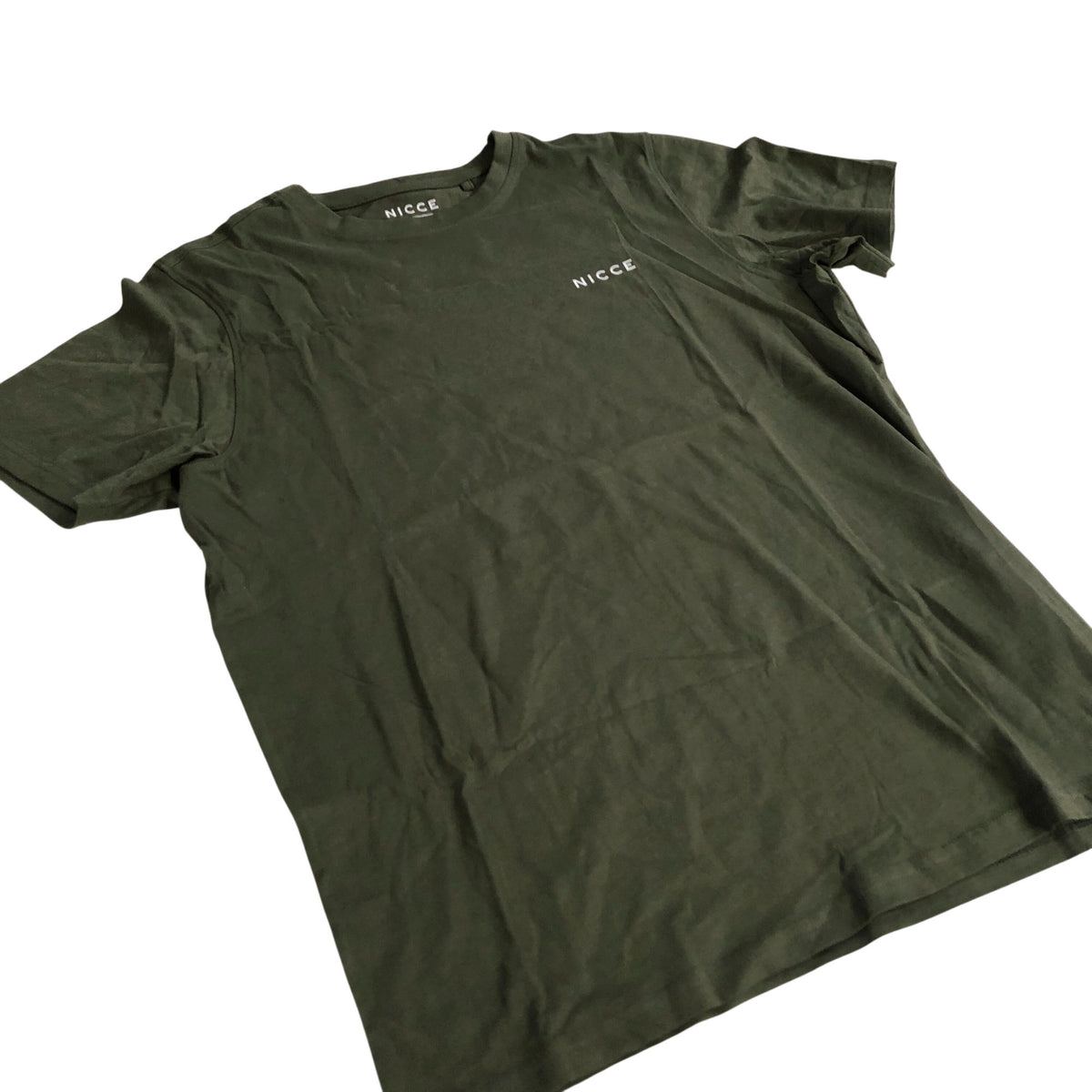 Nicce T-Shirt Men's Olive Green Casual Short Sleeve Top Cotton Large