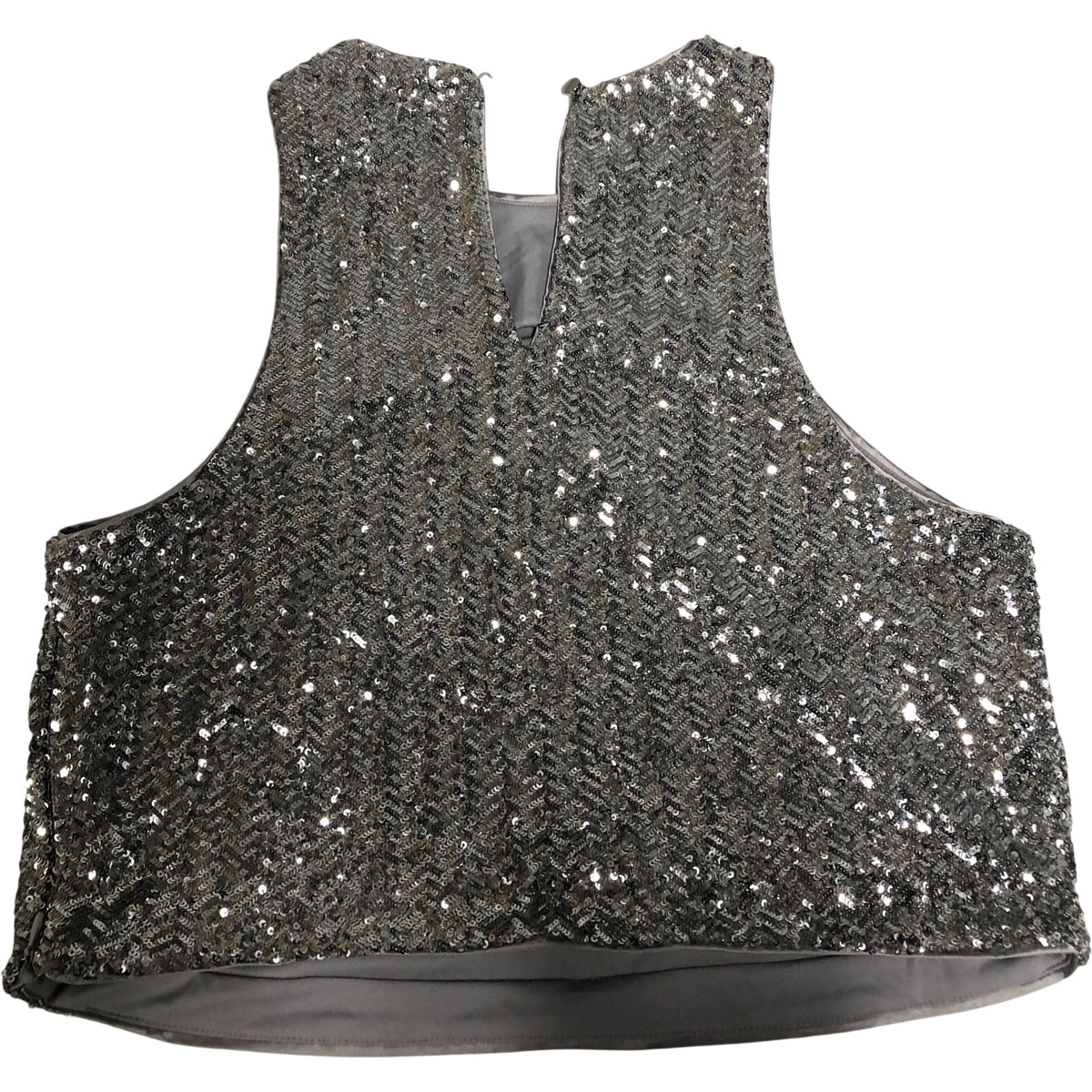 Sequin Crop Top Women's Silver Sleeveless Party Top UK14
