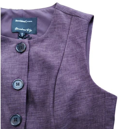 River Island Women's Vest Jacket UK6 Size 6 Plum Color Casual Sleeveless