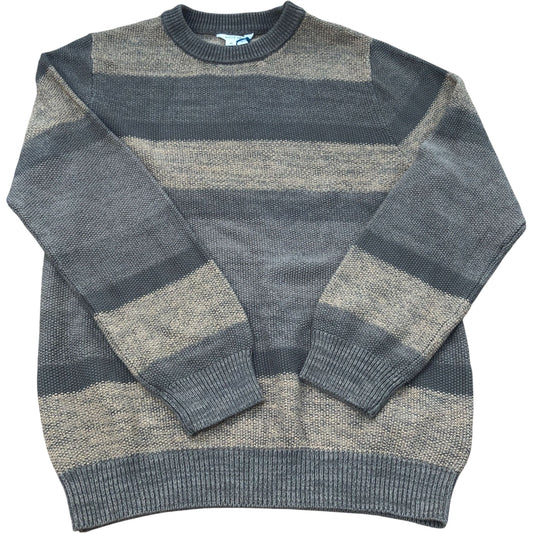 Space Dye Crew Neck Jumper Khaki Striped Size M