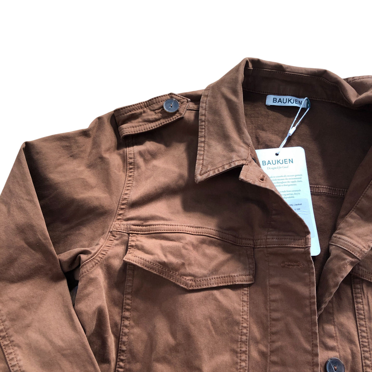 Baukjen Drake Organic Cotton Utility Jacket Milk Chocolate Size 16