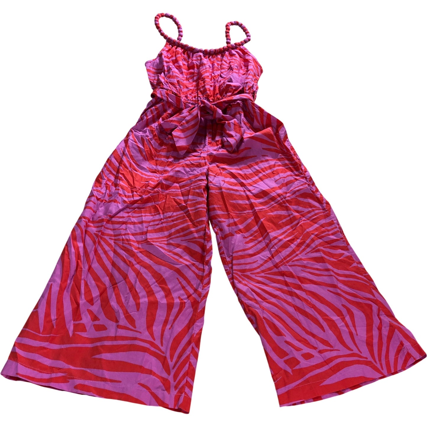 Lipsy London UK6 Women's Cotton Pink Zebra Print Jumpsuit with Bow