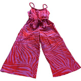 Lipsy London UK6 Women's Cotton Pink Zebra Print Jumpsuit with Bow