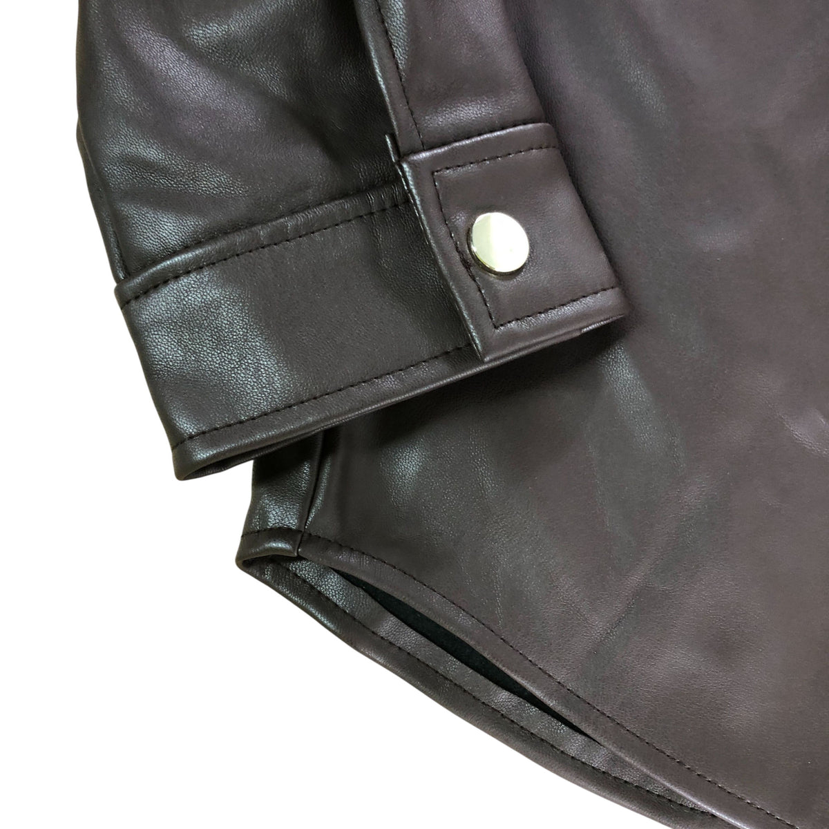 River Island Brown Faux Leather Shirt Jacket UK12 Women's