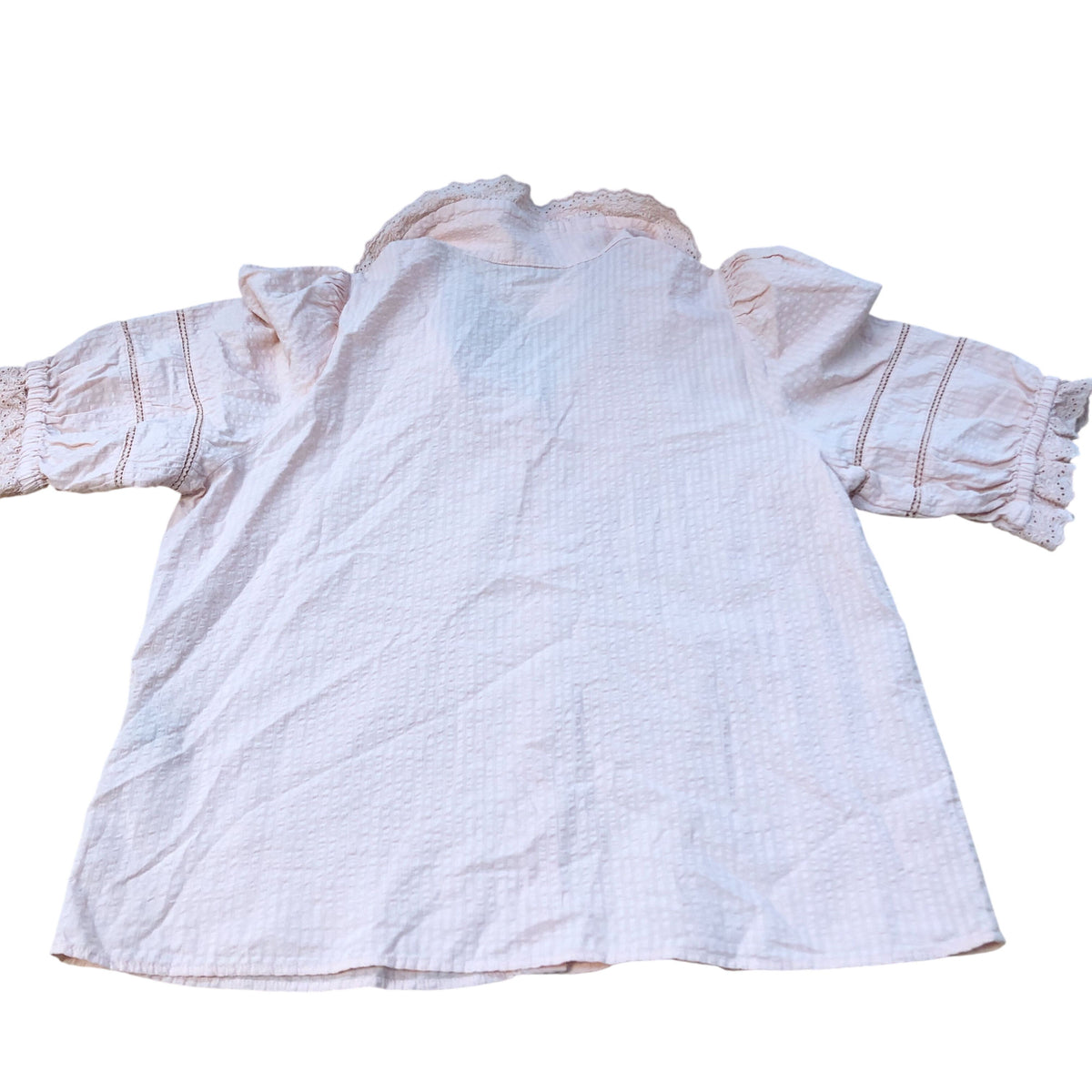Baukje Organic Cotton Blouse/Top UK16 Women's Pink Short Sleeve Lace Collar