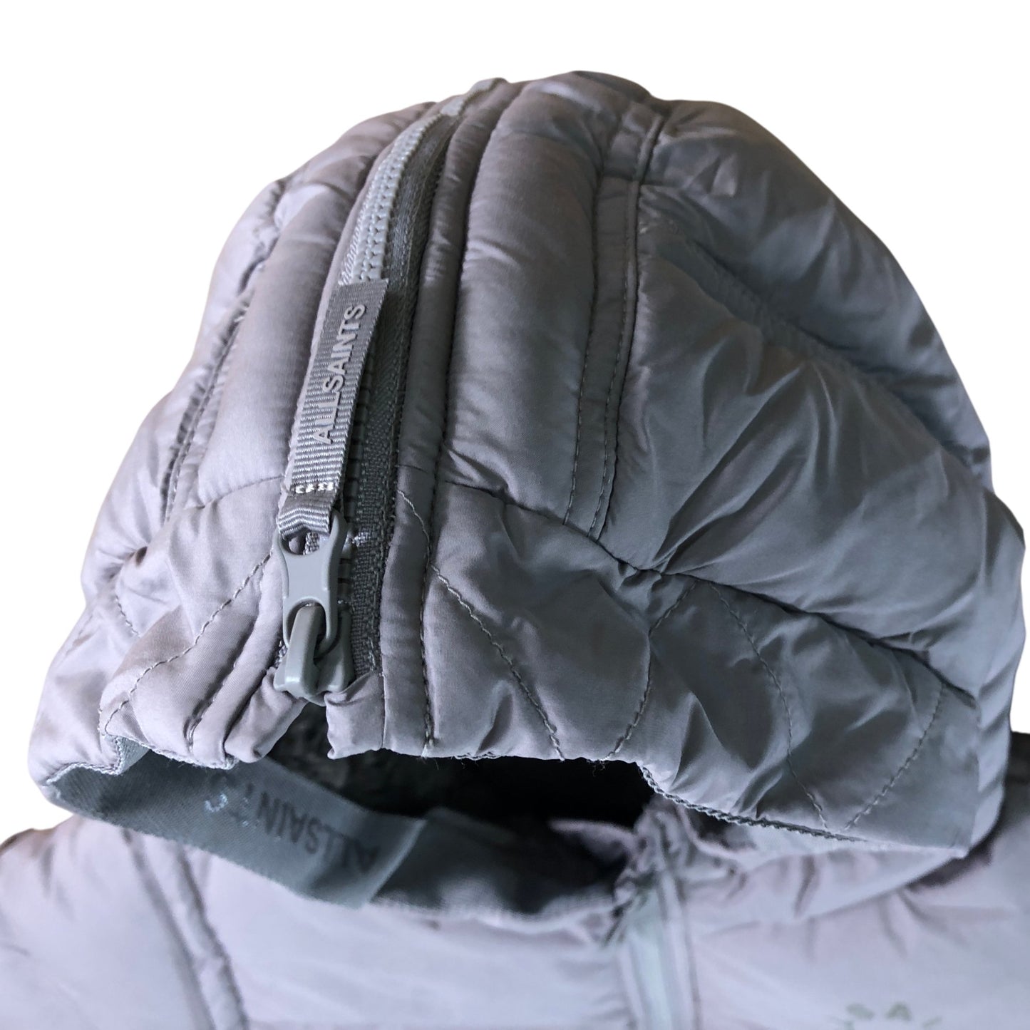 AllSaints Girls Puffer Jacket Kids Size 18-24 Months Grey Hooded Outerwear