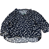 Baukjen Polka Dot Blouse Size 16 Women's Viscose Navy Blue Button Up Shirt