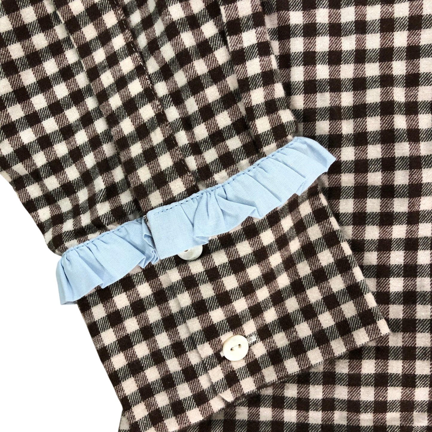 DAMSON MADDER Size 8 Women's Brown Check Nightwear Pajamas Set Cotton