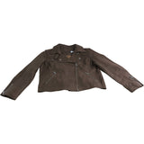 Branded Tan Brown Leather Biker Jacket UK18