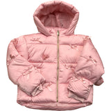 River Island Kids Puffer Jacket Pink with Bows Hooded Outerwear
