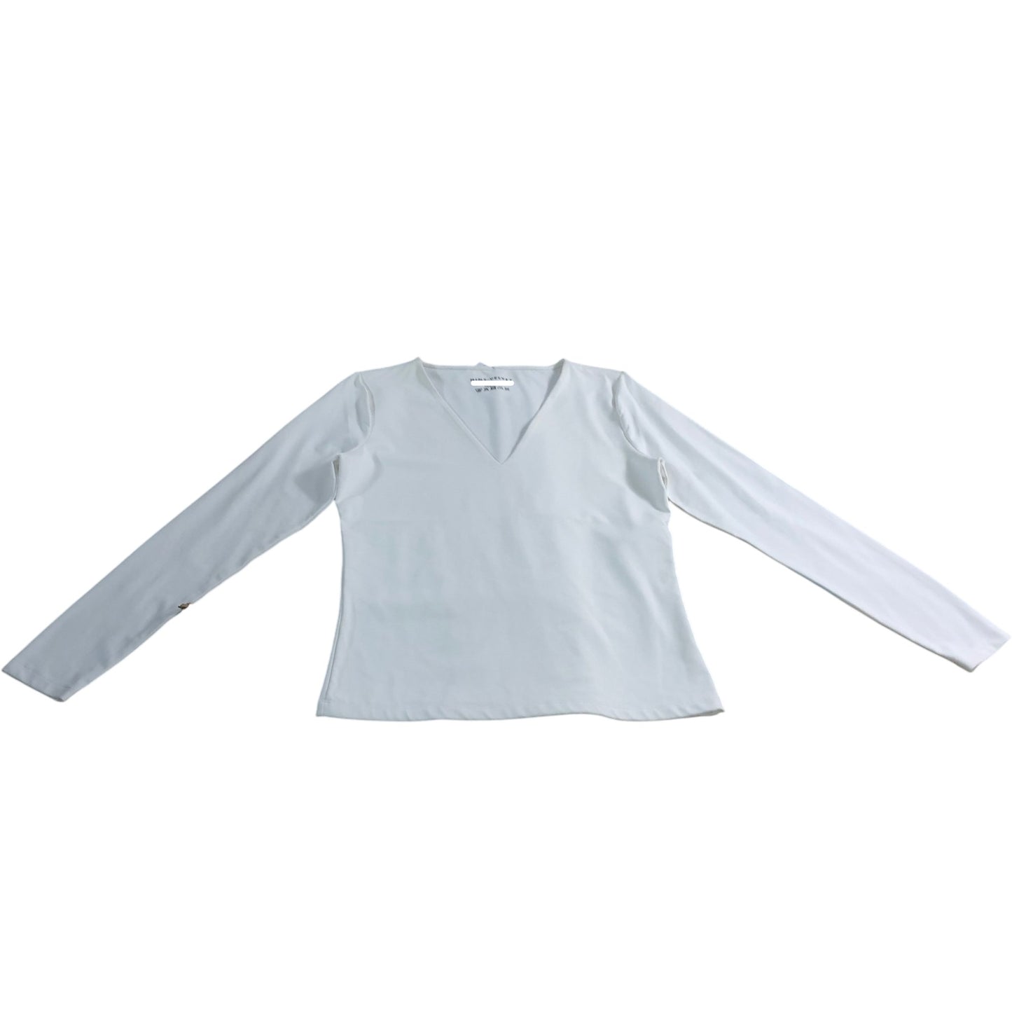 Branded Long Sleeve Top Women's White V Neck Stretch Material Size 12