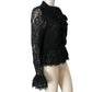 Branded Lace Peplum Blouse UK12 Women's Black Frill Detail Long Sleeve Top