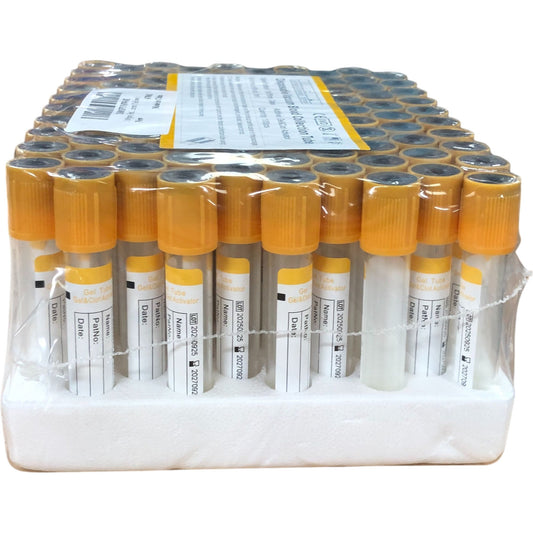 Disposable Vacuum Blood Collection Tube 13x75mm with Gel and Clot Activator 100P