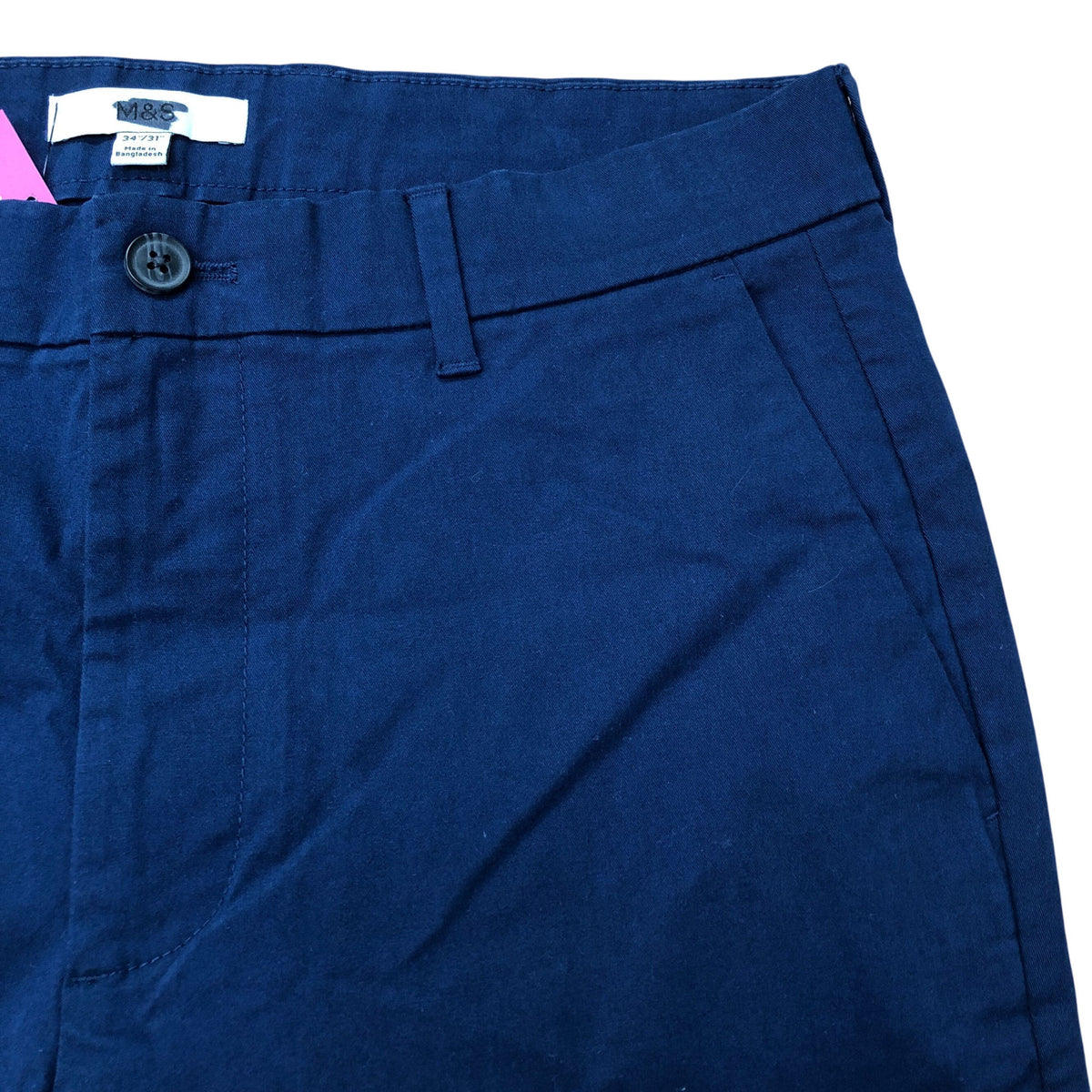 Navy Blue Cotton Stretch Chino Trousers 34"x31"