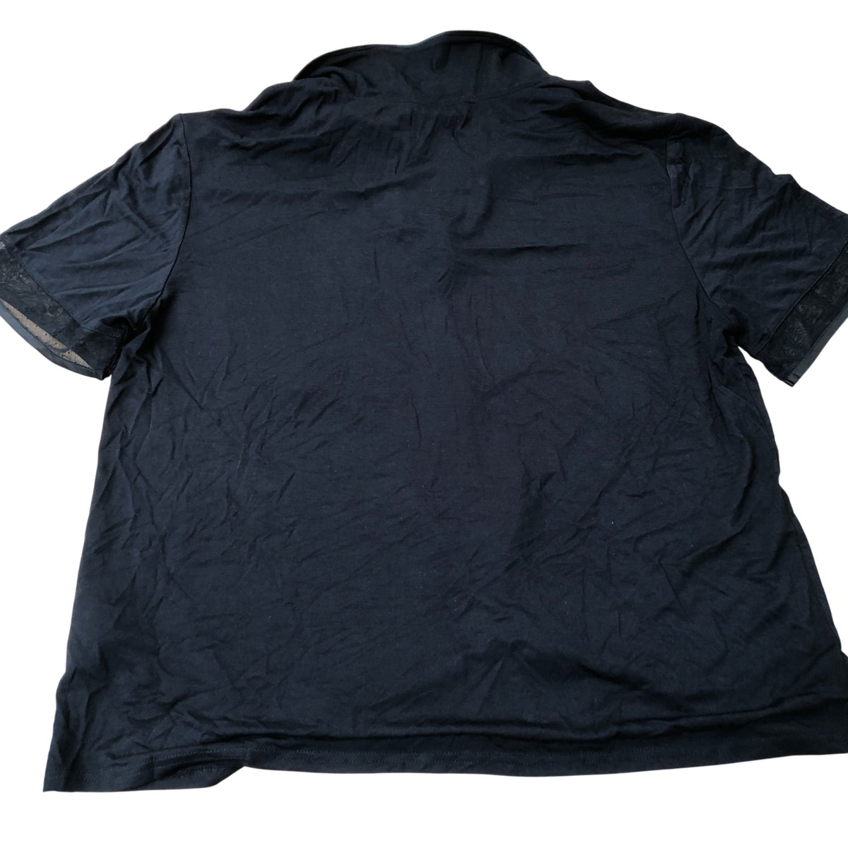 Short Sleeve Black Nightwear Top Women's Modal Pocket Style UK12