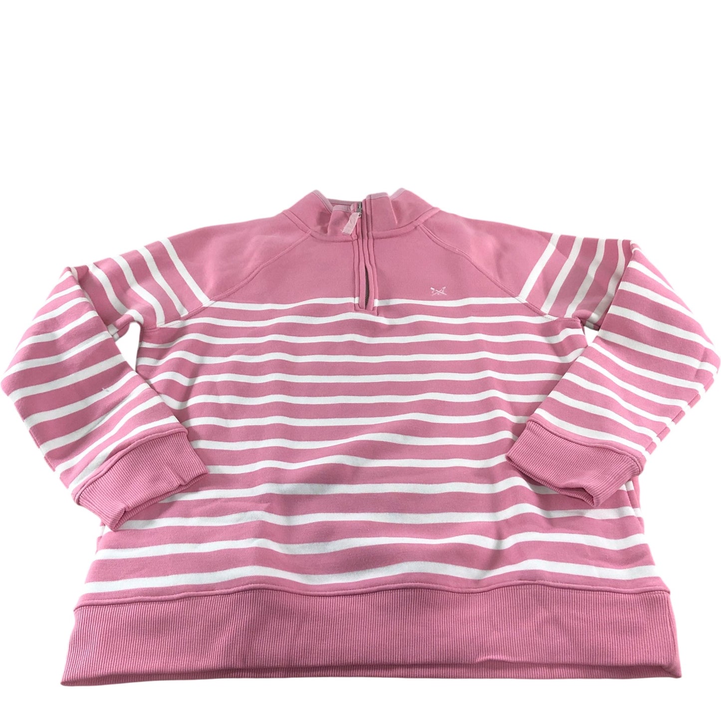 Crew Clothing Company Pink Stripe Quarter Zip Sweater Size 14