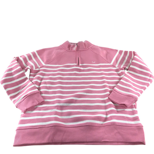 Crew Clothing Company Pink Stripe Quarter Zip Sweater Size 14