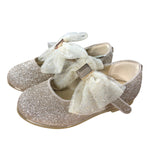 Baker By Ted Baker Girls Glitter Mary Janes UK5 Gold Bow Detail Shoes