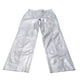 Stylish Metallic Silver Trousers UK12 Women's High Waist Flared Trousers