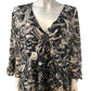 River Island Summer Top UK18 Women's Flowy Floral Print V Neck Brown Dress