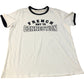 French Connection T-Shirt Small Women's Casual Cotton White Navy Trim