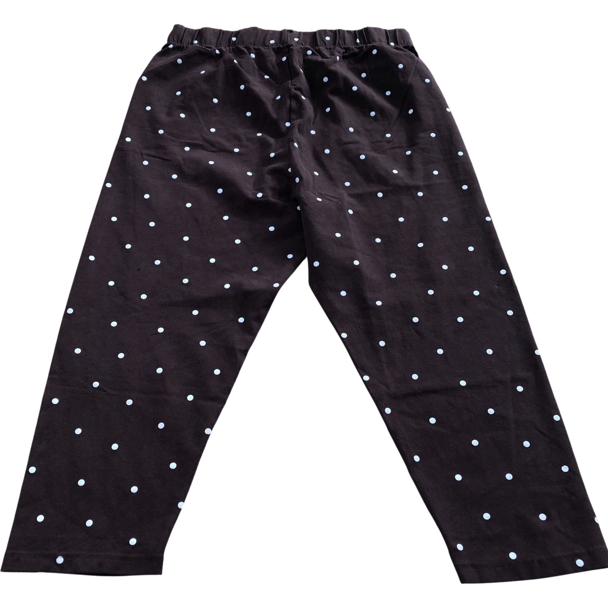 Women's Curve Chocolate Brown Polka Dot Cropped Leggings Casual Cotton Blend